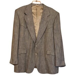 Warren Sewell Men Brown Blue Houndstooth Vintage Blazer 46R USA
